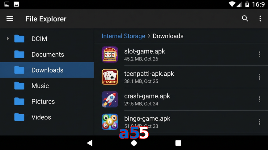 Main screen of A55 gameapk page for PK players